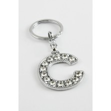 Aesco Gümüş Renkli Taşlı Harf Anahtarlık