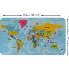 Beta Moda Hub Türkçe Eğitici Ülke ve Başkent Okyanus Detaylı Atlası Dünya Haritası Duvar Sticker -60X105-3864