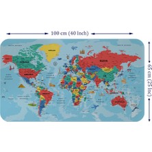 Beta Moda Hub Türkçe Eğitici Ülke ve Başkent Okyanus Detaylı Atlası Dünya Haritası Duvar Sticker -60X105-3863