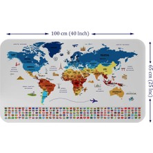 Beta Moda Hub Ülke Bayrak Lı Eğitici Başkent Detaylı Atlası Dünya Haritası Duvar Sticker -60X105-3857