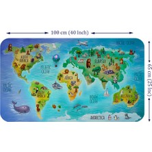 Beta Moda Hub Eğitici Dünya Haritası Dünya Atlası Çocuk ve Bebek Odası Duvar Sticker -60X105-3800