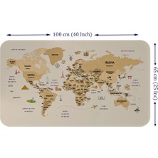 Beta Moda Hub Türkçe Eğitici Ülke ve Başkent Detaylı Atlası Dünya Haritası Duvar Sticker -60X105-3839