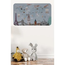 Beta Moda Hub Eğitici Dünya Haritası Dünya Atlası Çocuk ve Bebek Odası Duvar STICKER-85X130-3820