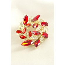 Aesco Yaprak Kristal Taşlı Broş