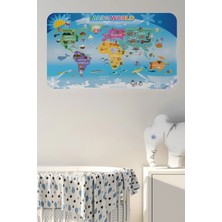Beta Moda Hub Eğitici Dünya Haritası Dünya Atlası Çocuk ve Bebek Odası Duvar STICKER-60X105-3779