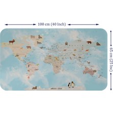 Beta Moda Hub Eğitici Dünya Haritası Dünya Atlası Çocuk ve Bebek Odası Duvar Sticker -60X105-3828