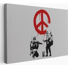 Beta Moda Hub Bansky, Barış Işareti Yapan Askerler Kanvas Tablosu-