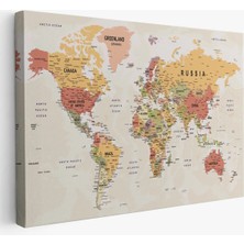Beta Moda Hub Dünya Haritası Son Derece Ayrıntılı Eğitici ve Öğretici Okyanuslu Kanvas Tablo-