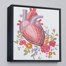 Beta Moda Hub Ahşap Çerçeveli Çiçekli Kalp Tablosu - Kalp Doktoru Hastanesi Hediyesi-