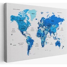 Beta Moda Hub Türkçe Dünya Haritası Dekoratif Kanvas Tablo Son Derece Detaylı