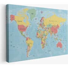 Beta Moda Hub Dünya Haritası Dekoratif Kanvas Tablo