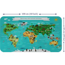 Beta Moda Hub Eğitici Dünya Haritası Dünya Atlası Çocuk ve Bebek Odası Duvar STICKER-60X105-3780