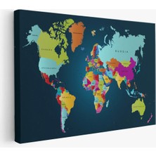 Beta Moda Hub Dünya Haritası Dekoratif Kanvas Tablo