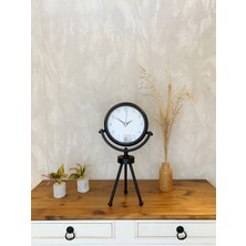 Mdk Siyah Metal Mini Tripod Zarif Masa Saati 45×26 cm