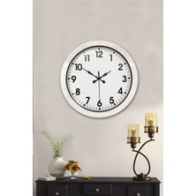Mdk 36 cm Beyaz Metal Standart Duvar Saati