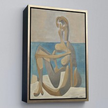 Beta Moda Hub Ahşap Çerçeveli Salvador Dali - Plajda Oturan Yüzücü Tablo - Seated Bather On The Beach-