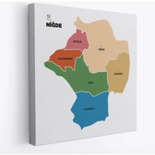 Beta Moda Hub Niğde Ili ve Ilçeler Haritası Dekoratif Kanvas Tablo