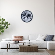 Mdk Gri 36 cm Dünya Haritalı Duvar Saati