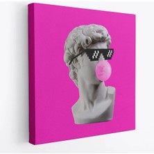 Beta Moda Hub Piksel Gözlüklü David'in Kafasının Alçı Heykeli Kanvas Tablo, Pop Art-