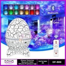 Mdk Çatlak Dinazor Yumurtası Projeksiyon Lamba - Bluetooth ve Müzikli Gece Lambası