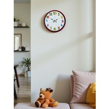 Mdk 36 cm Kırmızı Çocuk Odası Duvar Saati