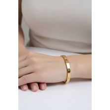 Atalya Accessory Gold Renk Zirkon Taşlı Çelik Kadın Kelepçe