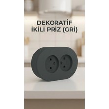 AyrStore Buğz Antrasit Çiftli Sıva Üstü Topraklı Priz – Modern Elektrik Tasarımı