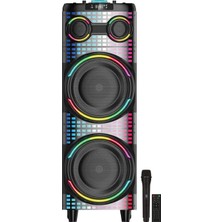 Avcı Teknoloji Market 12 Inç X2 Dev Kule Hoparlör 8000MAH Ultra Güçlü Batarya Çift Mikrofonlu Karaoke Seti