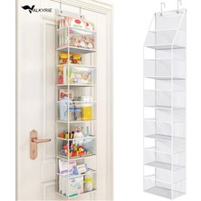 Valkyrie Kapı Arkası Organizer 6 Gözlü Askılı Dolap Düzenleyici Çok Amaçlı Kapı Arkası Raf Beyaz