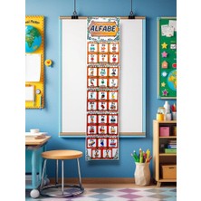 Kozalak Tasarım Alfabe Afişi Okul ve Sınıflar Için Pvc Kaplı Dayanıklı 6 Parça Afiş 30*130 cm