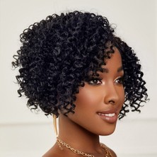 Kaia Life Siyah Kısa Afro Yan Tül Peruk