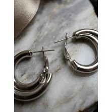 Meneva Aksesuar Gümüş Renk Kaplama Kararmaz Boru Halka Küpe