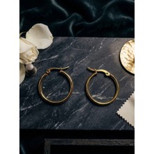 Meneva Aksesuar Altın Gold Renk Paslanmaz Çelik Halka Küpe