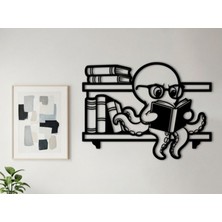 SS Cnc Sscnc Dekoratif Lazer Kesim Kitap Okuyan Bilge Ahtapot Duvar Tablosu (40X30 Cm)