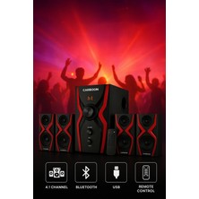 L'edoren Carboon Serisi Bluetoothlu 4+1 Dijital Ekran Radyolu USB Tf Destekli Ses Sistemi 52 Watt