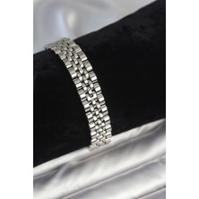 Bazarhane 316L Çelik 12 mm Kalınlıkta Gümüş Renkli Erkek Bileklik