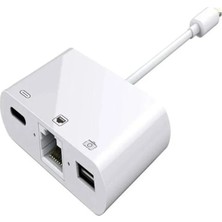 L'edoren Iphone 7 8 x 11 11 Pro 12 13 13 14 Pro Max ve Ipad Uyumlu USB Ethernet Lightning Şarj Adaptörü 3in1