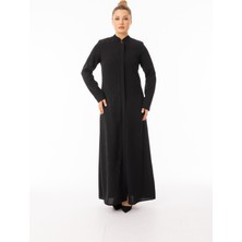 Zerenay Moda 5603 Önden Gizli Düğmeli Fermuarlı Omzu ve Ön Kısmı Damla Desenv Taş Detaylı Krep Ferace#26#