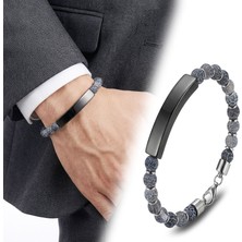 Fm 💎 Premium Mat Akik Siyah İsim Yazılabilir Ve Çelik Zincir Bileklik 31832B29D4  -  23 cm