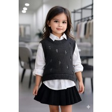 Mihrumay Kız Çocuk Yırtıklı Desenli Süveter