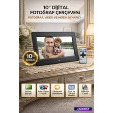 L'edoren P10 USB Sd Kart Girişli 10 Inç Dijital Fotoğraf Çerçevesi