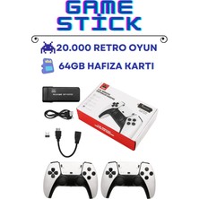 L'edoren 4K Kablosuz Çift Kol Game Stick 64 gb Hafıza ile 20000 Retro Oyun Atari Eğlencesi