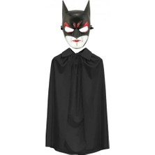 AyrStore Buğz Batman Maskesi Catwoman ve Batman Pelerini Siyah Set