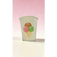 SBStrend Dondurma Külah Yaz Doğumgünü Parti Etkinlik Temalı Tek Kullanımlık 7 Oz 100 Adet Karton Bardak