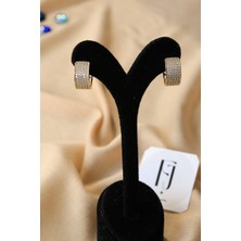 First Jewelry Zirkon Taşlı Kalp Detay Şık Model Halka Küpe