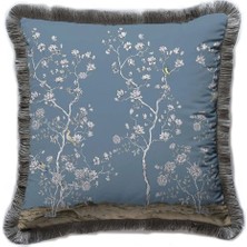 Adawall Çiçek Tasarımlı Mavi Dekoratif Kırlent