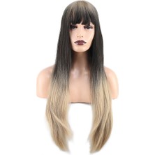 Kaia Life Düz Perçemli Uzun Fiber Sen Peruk / Küllü Siyah / Balköpüğü Ombreli