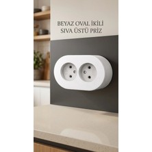 AyrStore Buğz Beyaz Renk Çiftli Topraklı Sıva Üstü Priz - Iç Mekan Uygunluğu