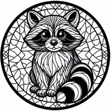 SS Cnc Sscnc Dekoratif Lazer Kesim Sanatsal Rakun Duvar Tablosu (40X40 Cm)