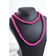 Euromoda Pembe Uzun Inci Taşlı Incili Kolye